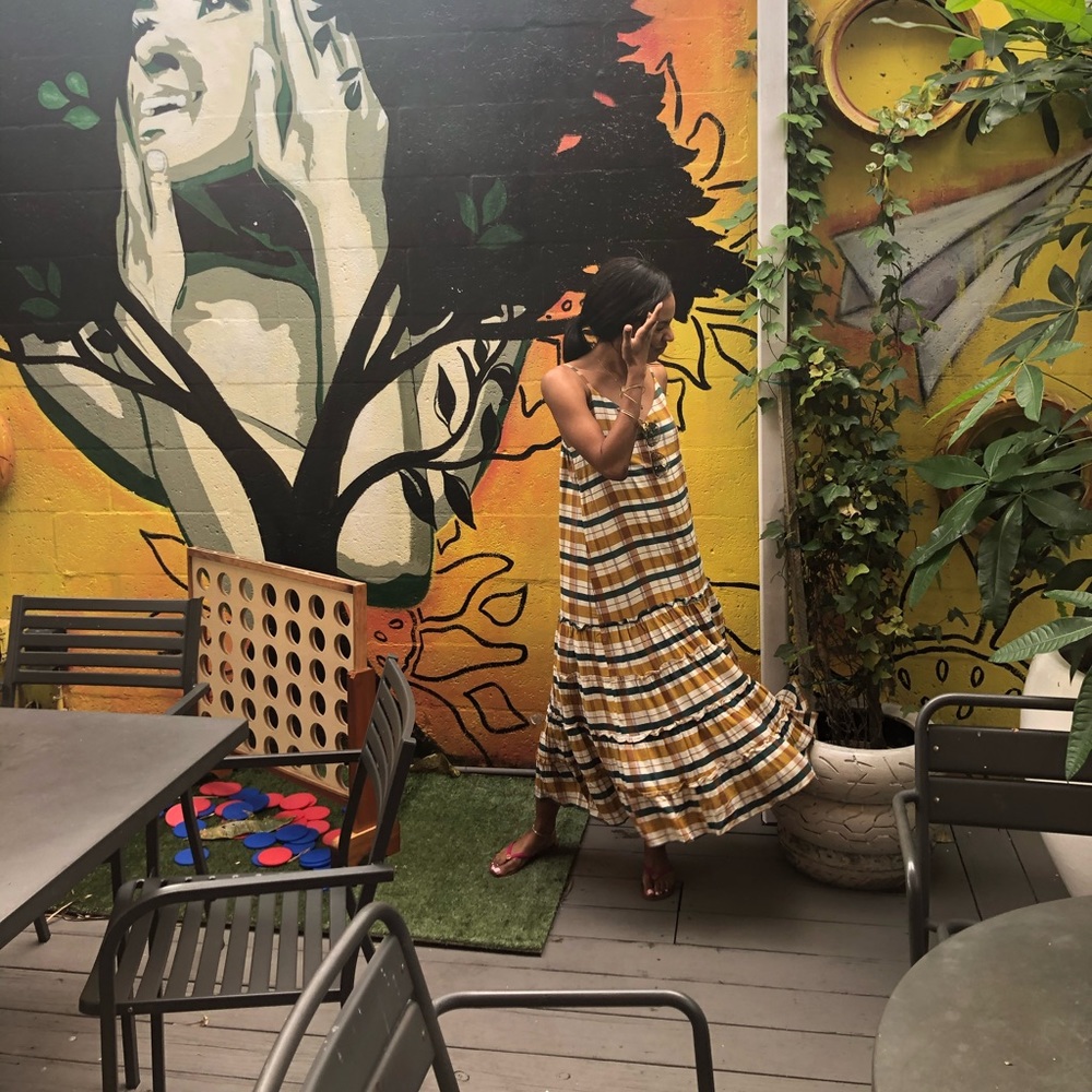 Plaid maxi dress with scrunch detail on the split from asos